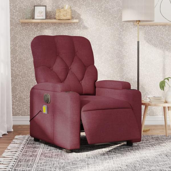 ARDEBO.de - Massagesessel Elektrisch Weinrot Stoff
