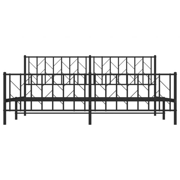 Bettgestell mit Kopf- und Fußteil Metall Schwarz 193x203 cm