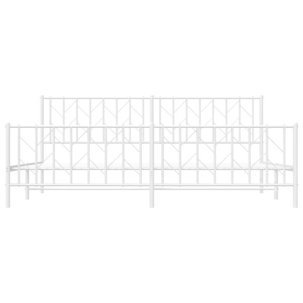 Bettgestell mit Kopf- und Fußteil Metall Weiß 200x200 cm