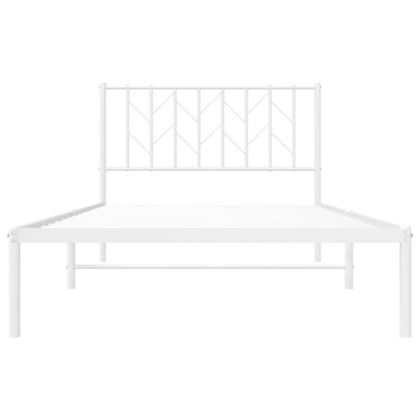 Bettgestell mit Kopfteil Metall Weiß 107x203 cm