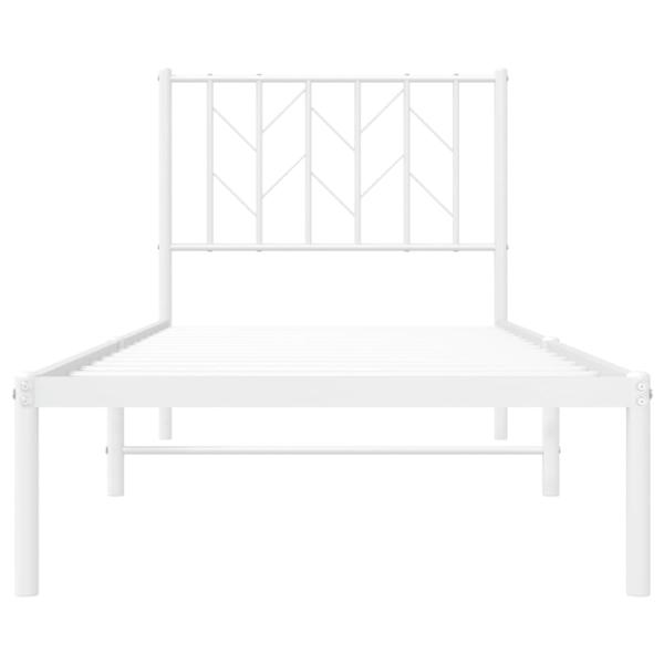 ARDEBO.de - Bettgestell mit Kopfteil Metall Weiß 80x200 cm