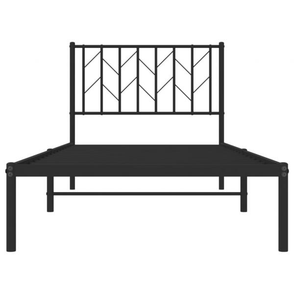 Bettgestell mit Kopfteil Metall Schwarz 90x190 cm
