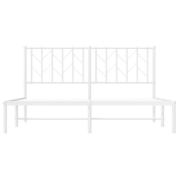 Bettgestell mit Kopfteil Metall Weiß 150x200 cm