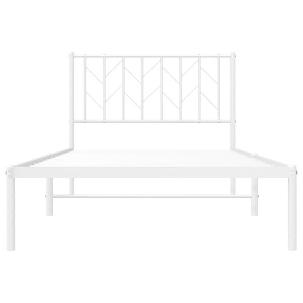 ARDEBO.de - Bettgestell mit Kopfteil Metall Weiß 100x200 cm