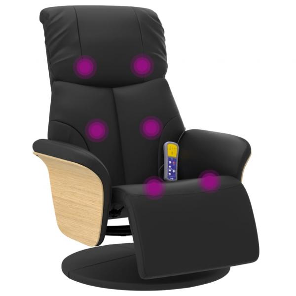 Massagesessel mit Fußteil Schwarz Kunstleder