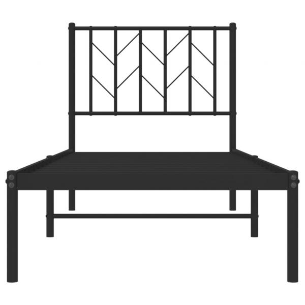 Bettgestell mit Kopfteil Metall Schwarz 75x190 cm