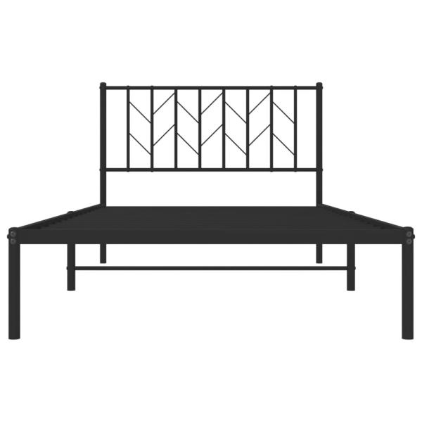 Bettgestell mit Kopfteil Metall Schwarz 107x203 cm