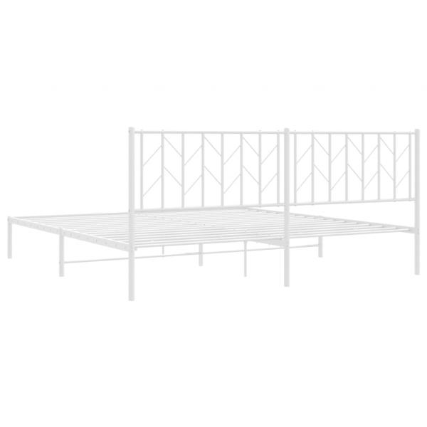 Bettgestell mit Kopfteil Metall Weiß 193x203 cm
