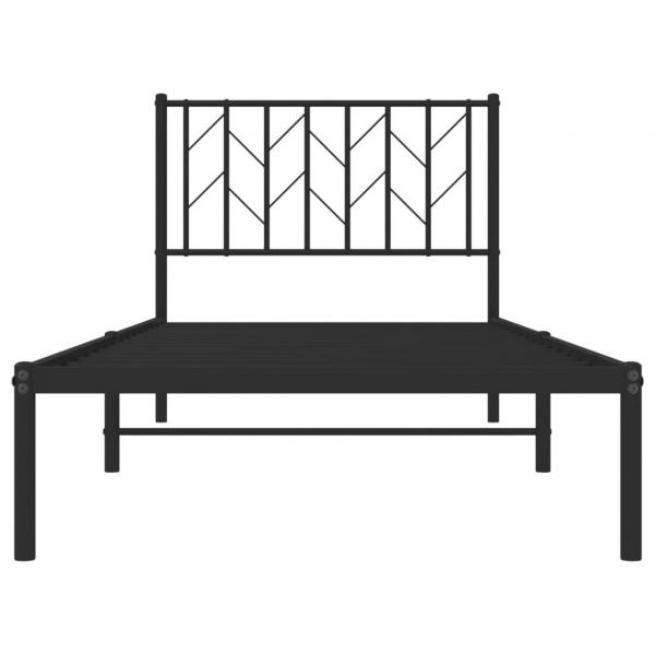 Bettgestell mit Kopfteil Metall Schwarz 90x200 cm
