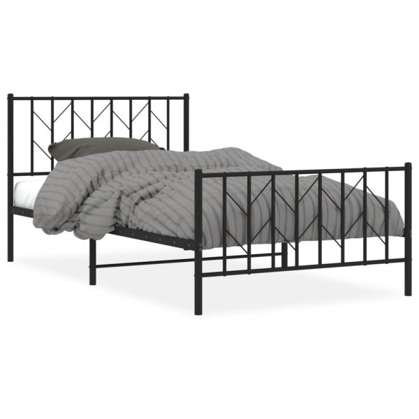 ARDEBO.de - Bettgestell mit Kopf- und Fußteil Metall Schwarz 107x203 cm