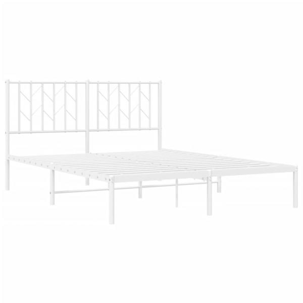 Bettgestell mit Kopfteil Metall Weiß 135x190 cm