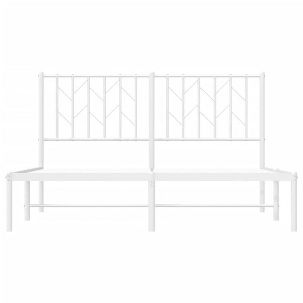 Bettgestell mit Kopfteil Metall Weiß 135x190 cm