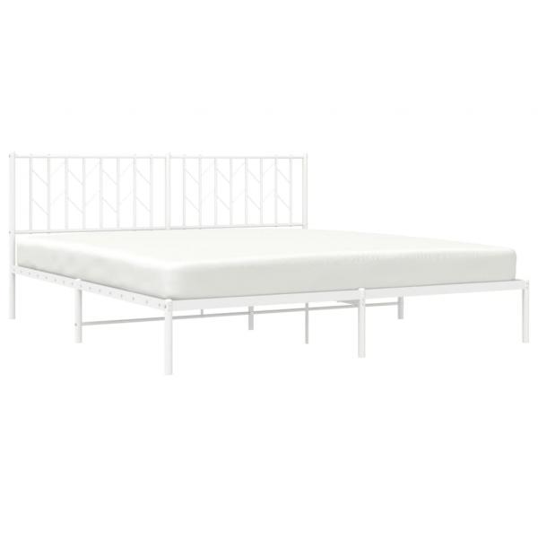Bettgestell mit Kopfteil Metall Weiß 183x213 cm