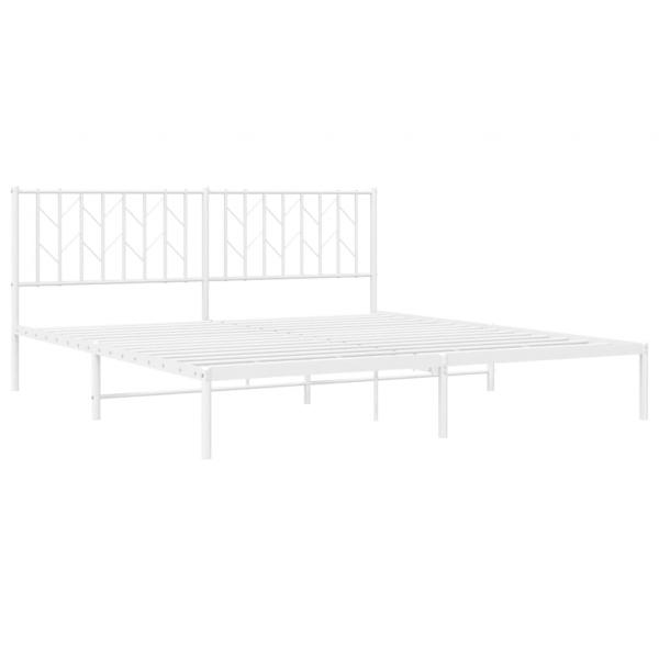 Bettgestell mit Kopfteil Metall Weiß 183x213 cm