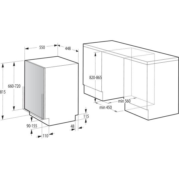 Gorenje GV561D10 Vollintegrierter Geschirrspüler, 45 cm breit, 11 Maßgedecke, Besteckschublade, 3 in 1 Funktion, ECO-Sparprogramm