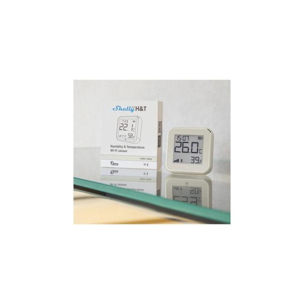 Shelly H&T Gen3 Temperatur- und Feuchtigkeitssensor, WLAN, Bluetooth, USB C, batteriebetrieben, ivory (Shelly_H&T_G3_i)