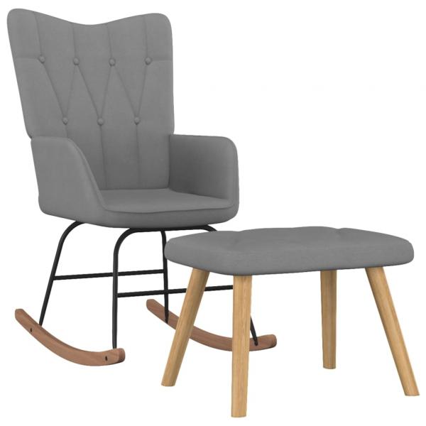 Schaukelsessel mit Hocker Dunkelgrau Stoff