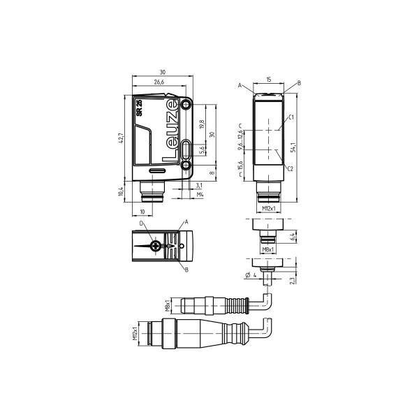 Leuze HT25C/4P-M12 Taster Hintergrundausblendung, LED rot, 1000 Hz, Kunststoff (50134215)