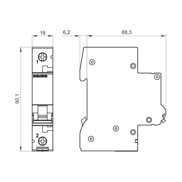Siemens 5SL41047 Leitungsschutzschalter, 1-polig, C-Charakteristik, 4A