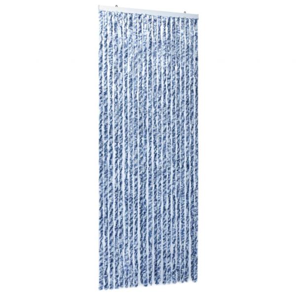 Insektenschutz-Vorhang Blau, Weiß und Silbern 90x220cm Chenille