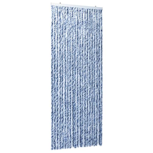 Insektenschutz-Vorhang Blau, Weiß und Silbern 90x220cm Chenille