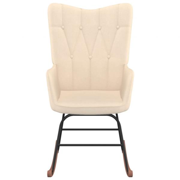 Schaukelsessel mit Hocker Creme Stoff