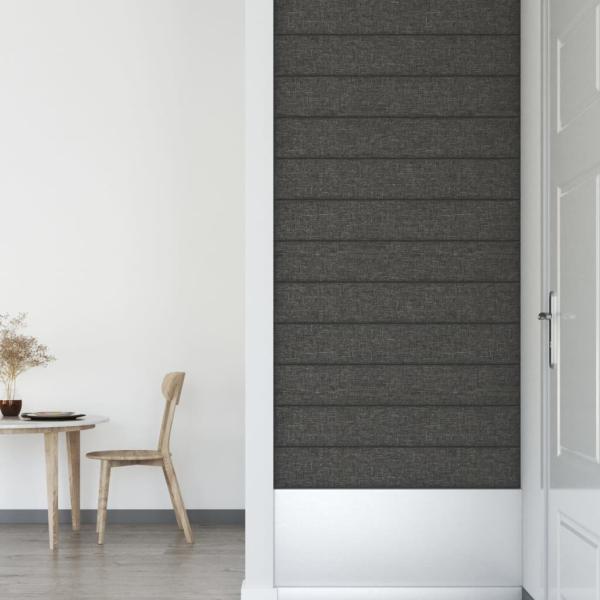 Wandpaneele 12 Stk. Dunkelgrau 90x15 cm Stoff 1,62 m²