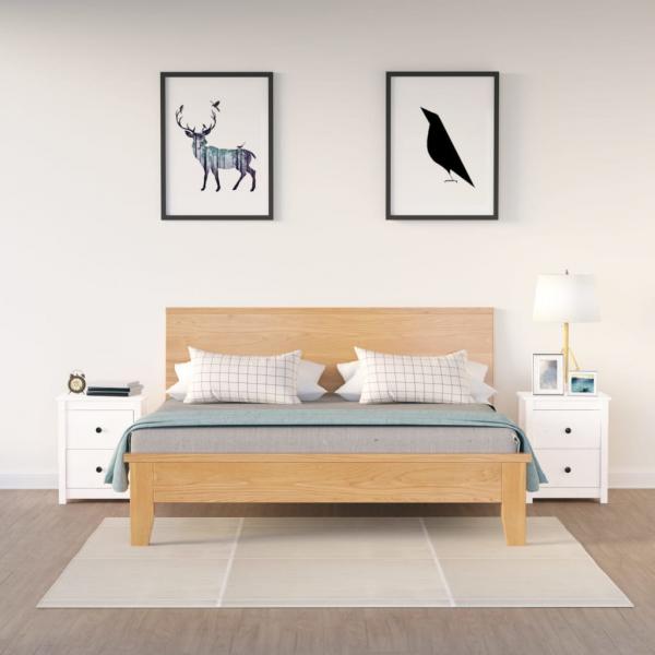 ARDEBO.de - Nachttische 2 Stk. Weiß 50x35x61,5 cm Massivholz Kiefer