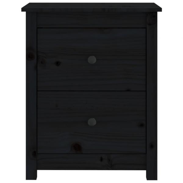 Nachttische 2 Stk. Schwarz 50x35x61,5 cm Massivholz Kiefer