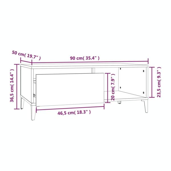 Couchtisch Sonoma-Eiche 90x50x36,5 cm Holzwerkstoff