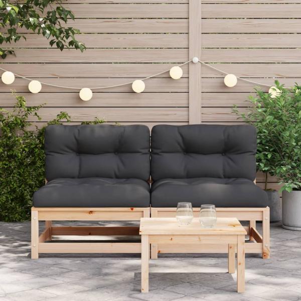 Gartensofas ohne Armlehnen mit Kissen 2 Stk. Massivholz Kiefer