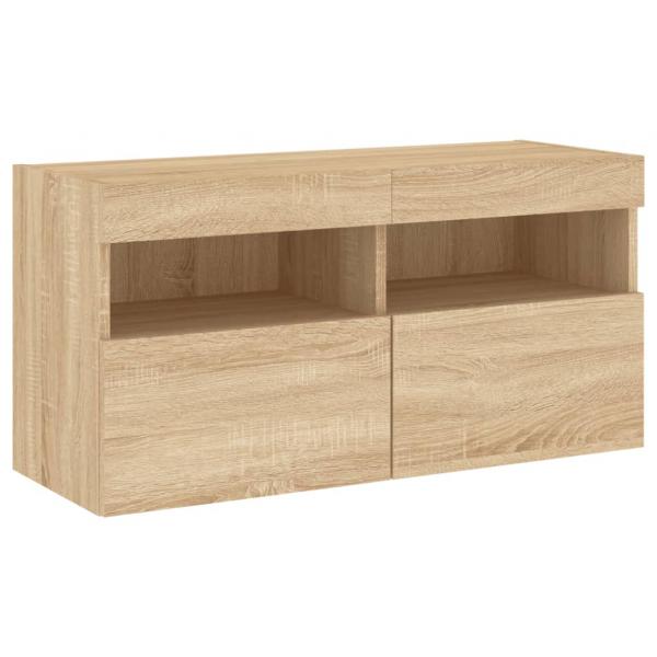 4-tlg. Wohnwand mit LED-Beleuchtung Sonoma-Eiche Holzwerkstoff