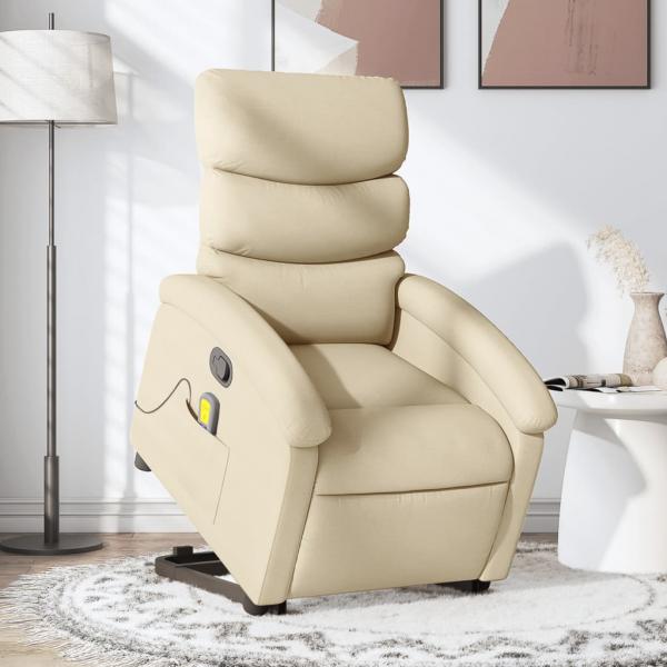 ARDEBO.de - Massagesessel mit Aufstehhilfe Creme Stoff
