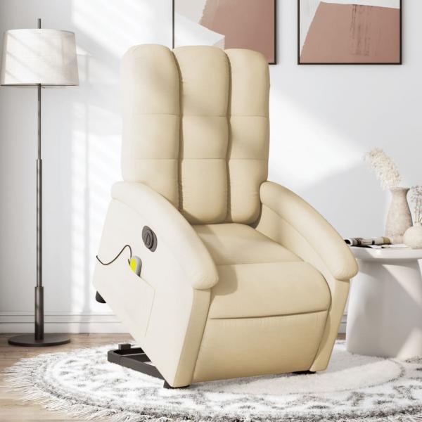 ARDEBO.de - Elektrischer Massagesessel mit Aufstehhilfe Creme Stoff