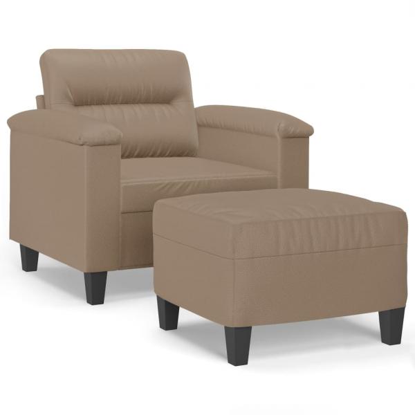 Sessel mit Hocker Cappuccino-Braun 60 cm Kunstleder