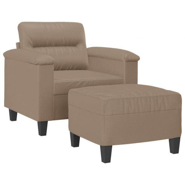 Sessel mit Hocker Cappuccino-Braun 60 cm Kunstleder
