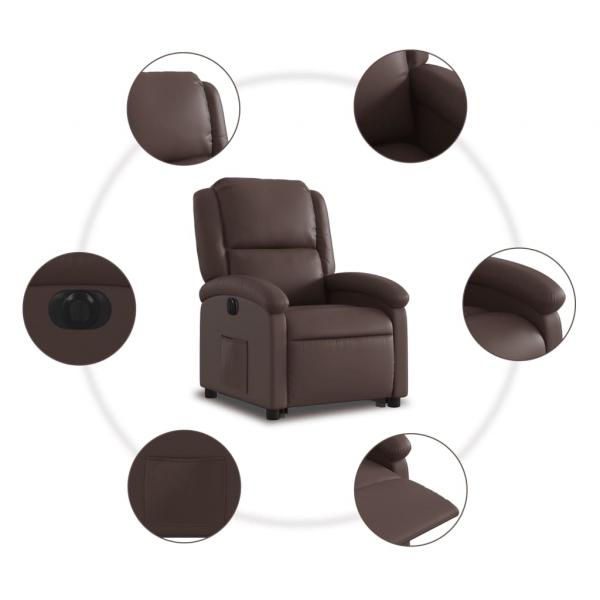 Relaxsessel mit Aufstehhilfe Elektrisch Braun Kunstleder