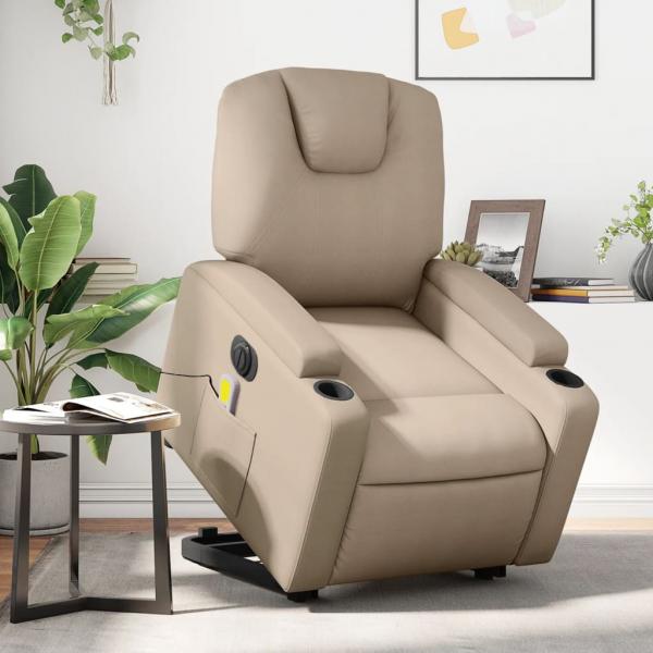 ARDEBO.de - Massagesessel mit Aufstehhilfe Elektrisch Cappuccino Kunstleder