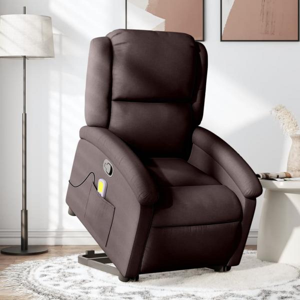 ARDEBO.de - Massagesessel mit Aufstehhilfe Dunkelbraun Stoff