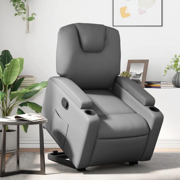 ARDEBO.de - Relaxsessel mit Aufstehhilfe Grau Kunstleder