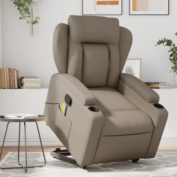 ARDEBO.de - Massagesessel mit Aufstehhilfe Cappuccino-Braun Kunstleder