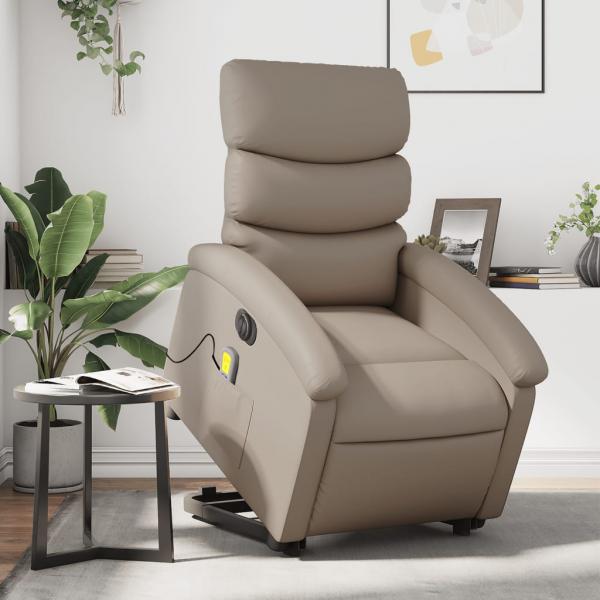 ARDEBO.de - Massagesessel mit Aufstehhilfe Elektrisch Cappuccino Kunstleder