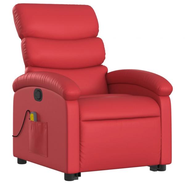 Massagesessel mit Aufstehhilfe Rot Kunstleder