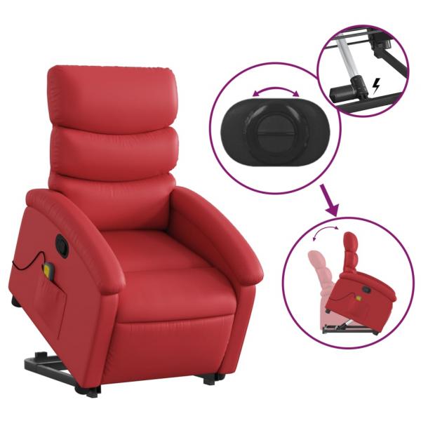Massagesessel mit Aufstehhilfe Rot Kunstleder