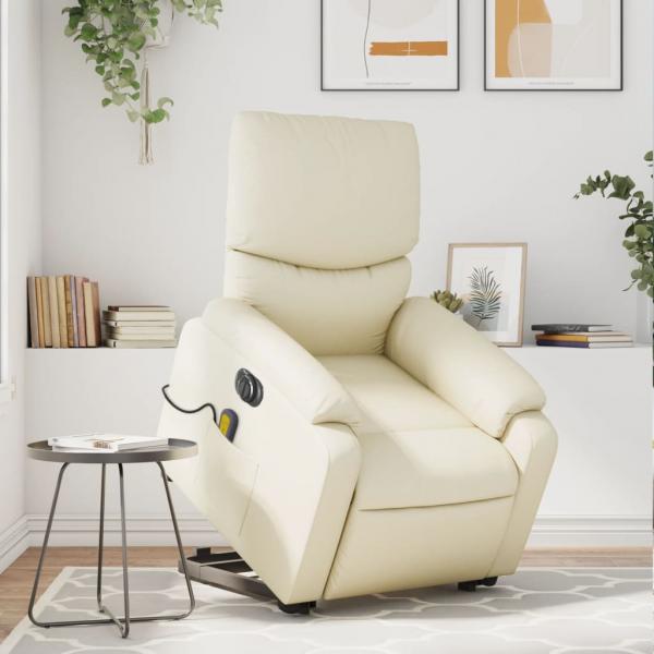 ARDEBO.de - Massagesessel mit Aufstehhilfe Elektrisch Creme Kunstleder