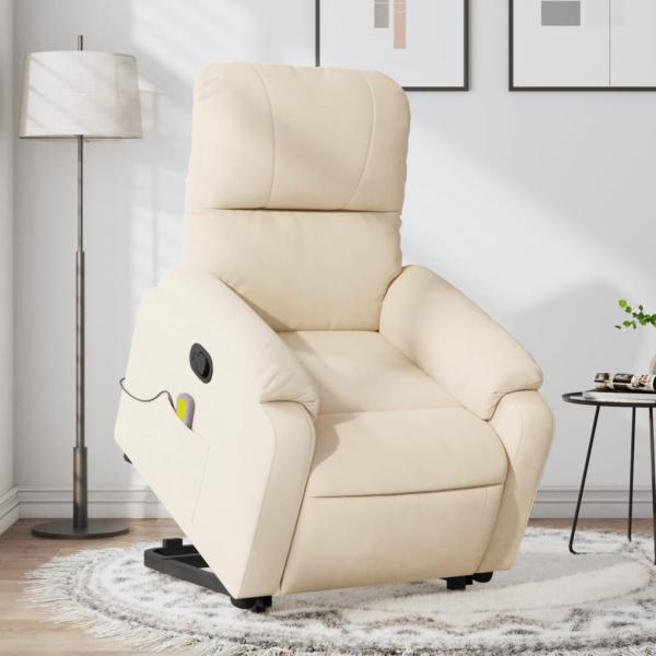 ARDEBO.de - Massagesessel mit Aufstehhilfe Beige Mikrofasergewebe