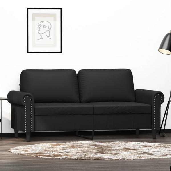 ARDEBO.de - 2-Sitzer-Sofa Schwarz 140 cm Kunstleder