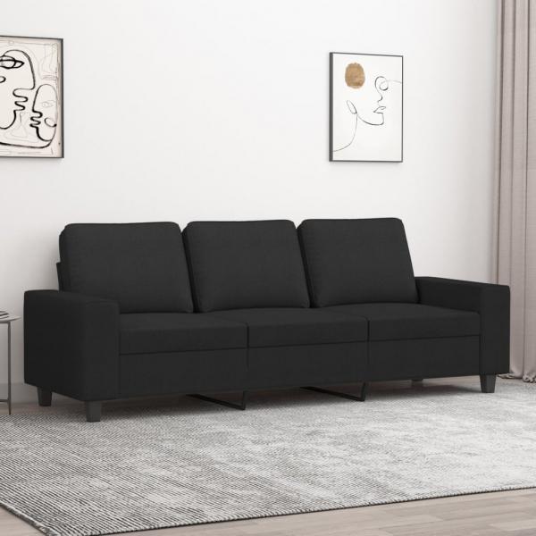 ARDEBO.de - 3-Sitzer-Sofa Schwarz 180 cm Stoff