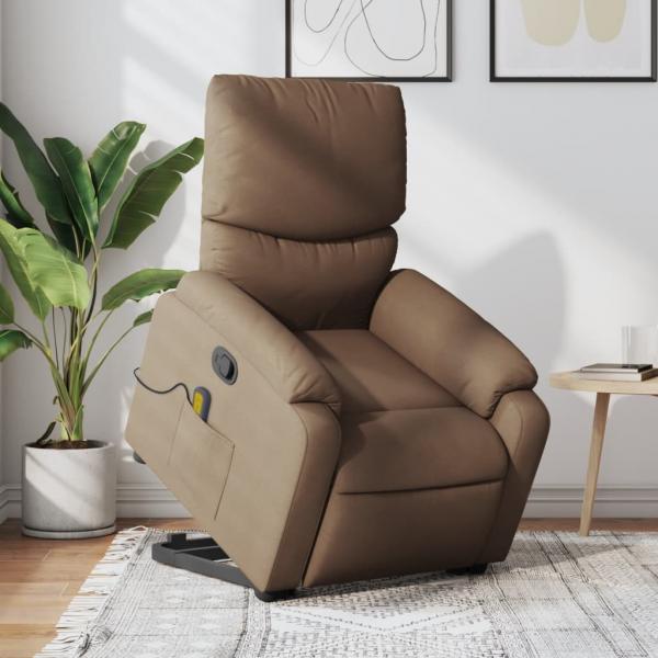 ARDEBO.de - Massagesessel mit Aufstehhilfe Braun Stoff