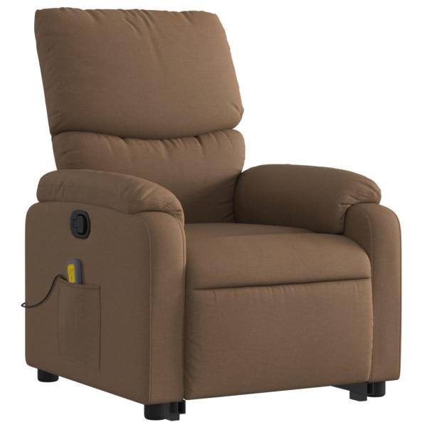 Massagesessel mit Aufstehhilfe Braun Stoff